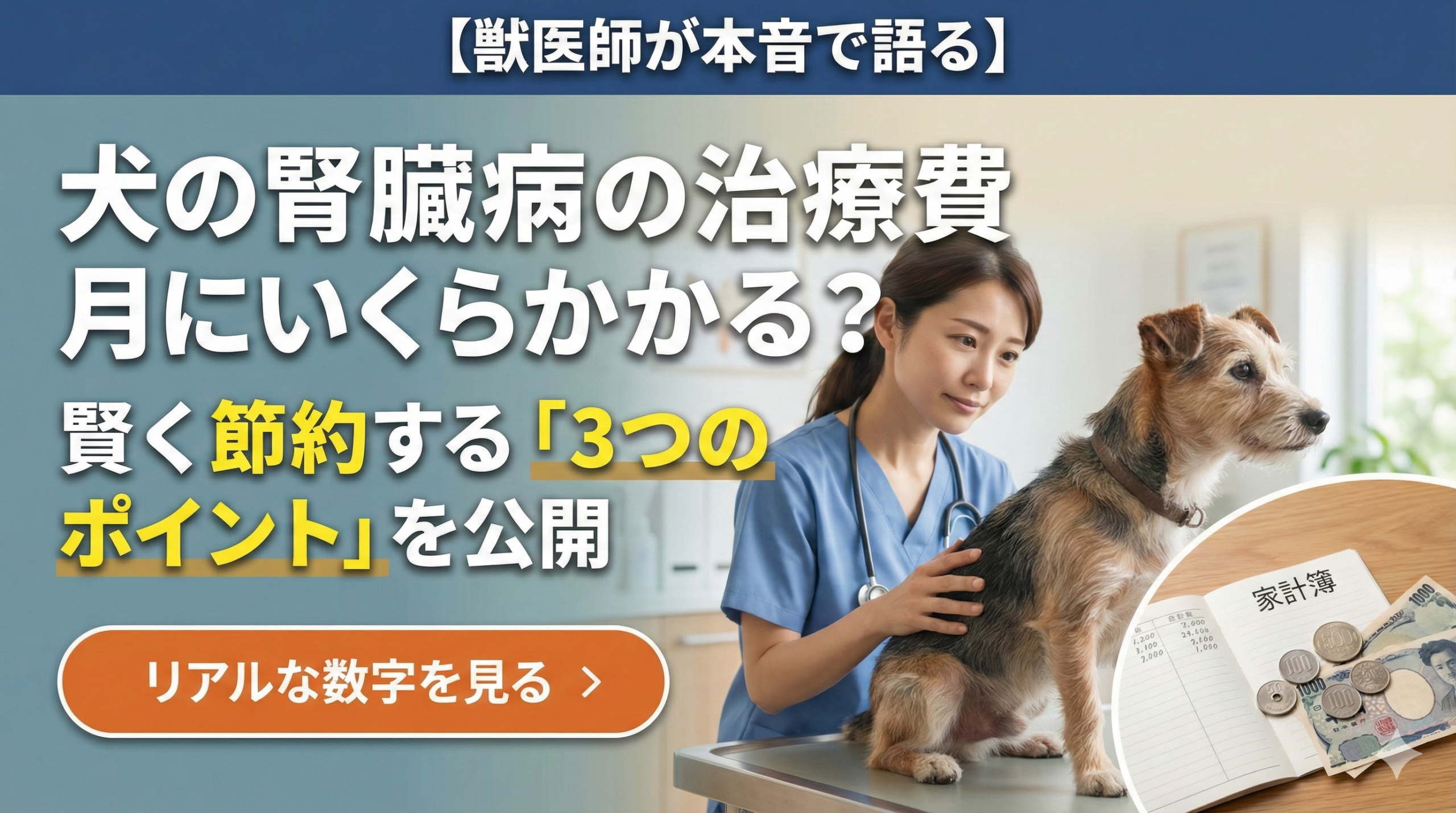 【獣医師が本音で語る】犬の腎臓病の治療費|月にいくらかかる?賢く節約する3つのポイント