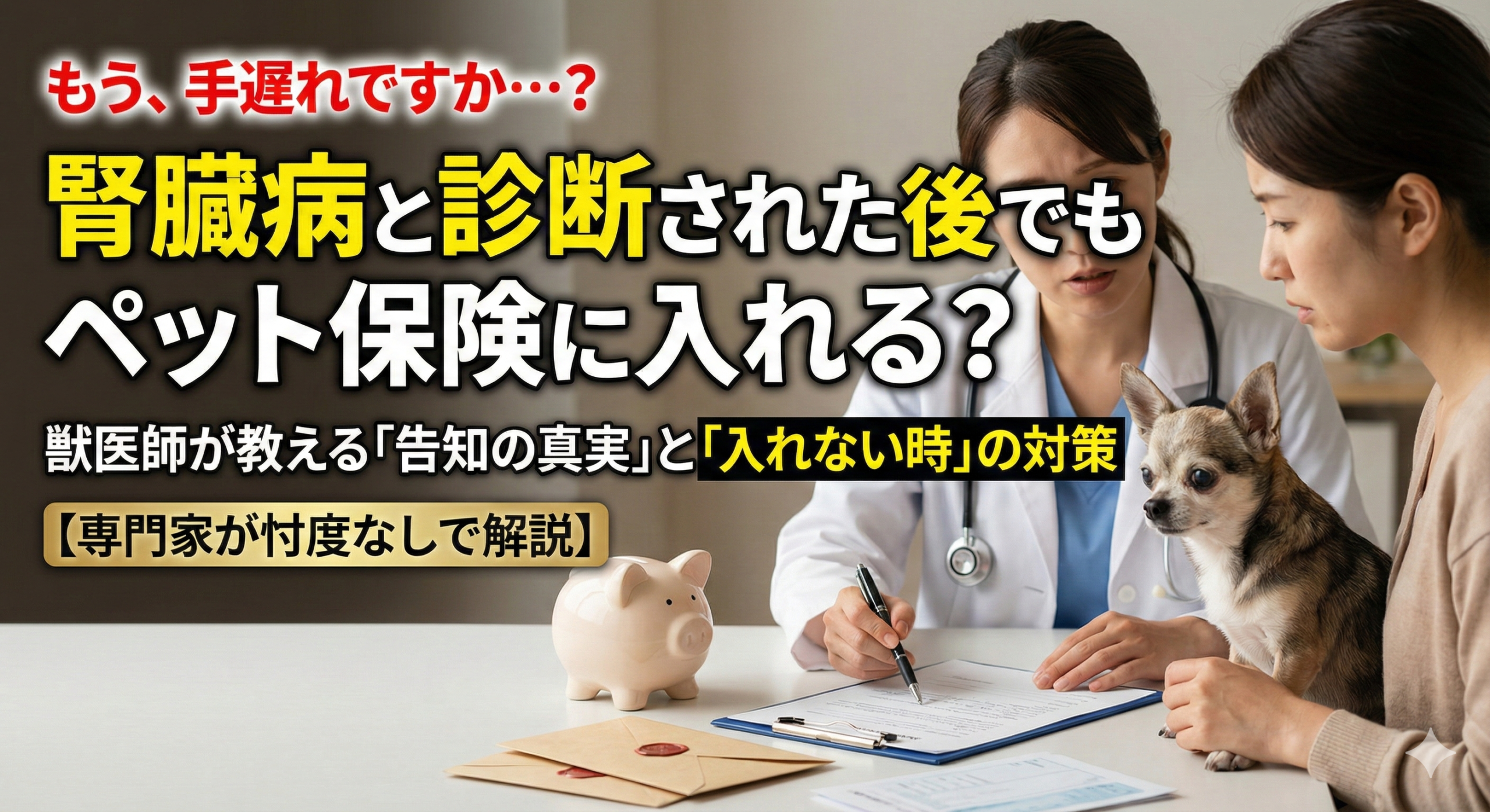 腎臓病と診断された後でもペット保険に入れる？獣医師が教える告知の真実と「入れない時」の対策