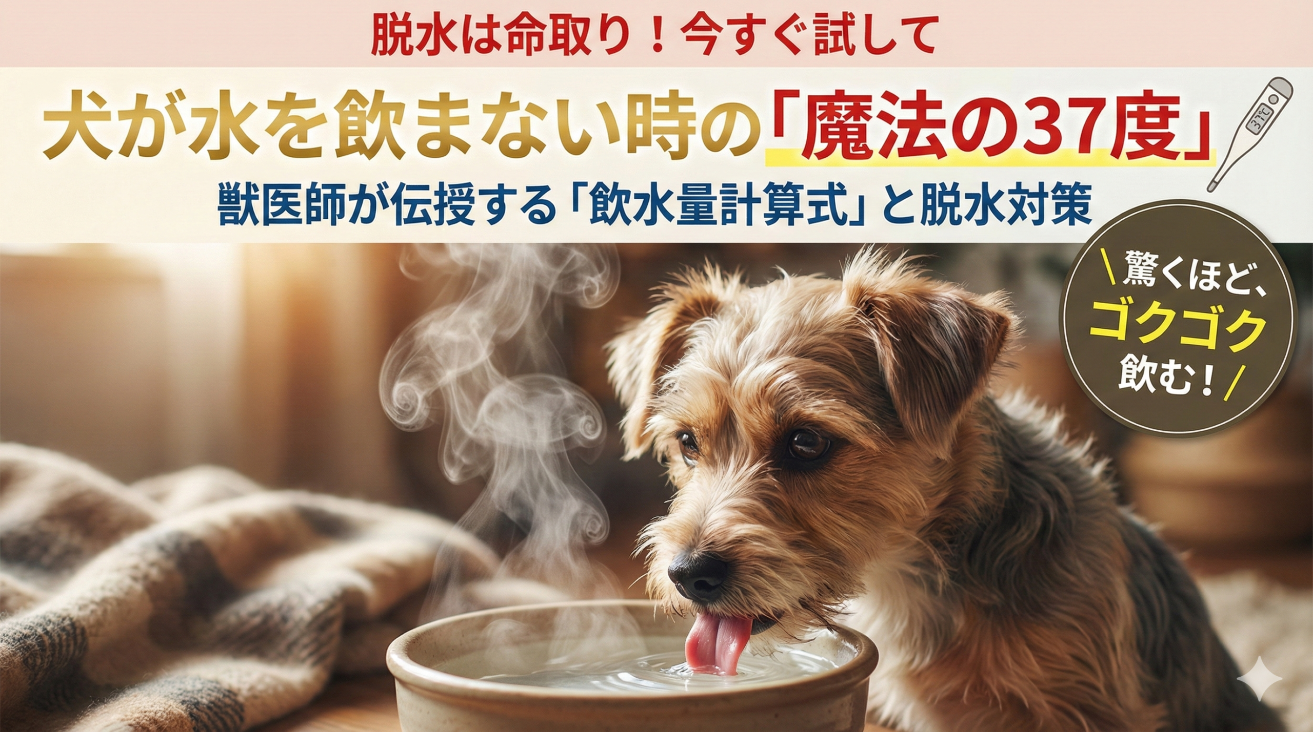 犬が腎臓病で水を飲まない！脱水を防ぐ「魔法の37度」と飲水量計算式を獣医師が伝授