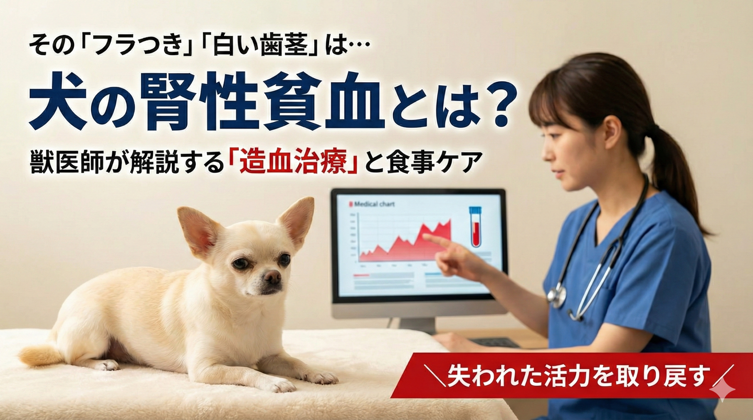犬の腎性貧血とは？フラつきや白い歯茎の原因と、造血治療・食事ケアを獣医師が解説
