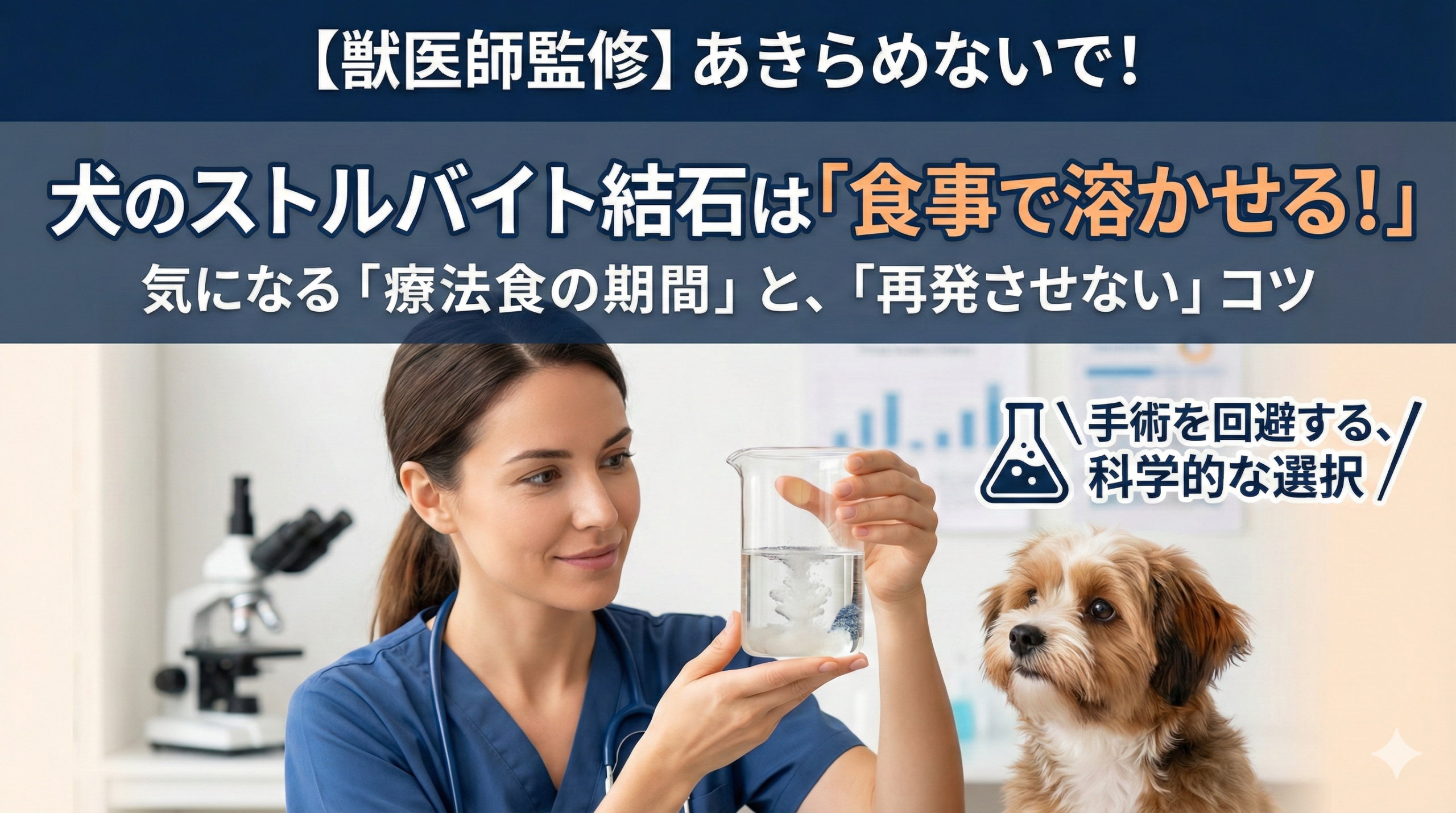 【獣医師監修】犬のストルバイト結石は食事で溶かせる！療法食の期間と「再発させない」コツを解説