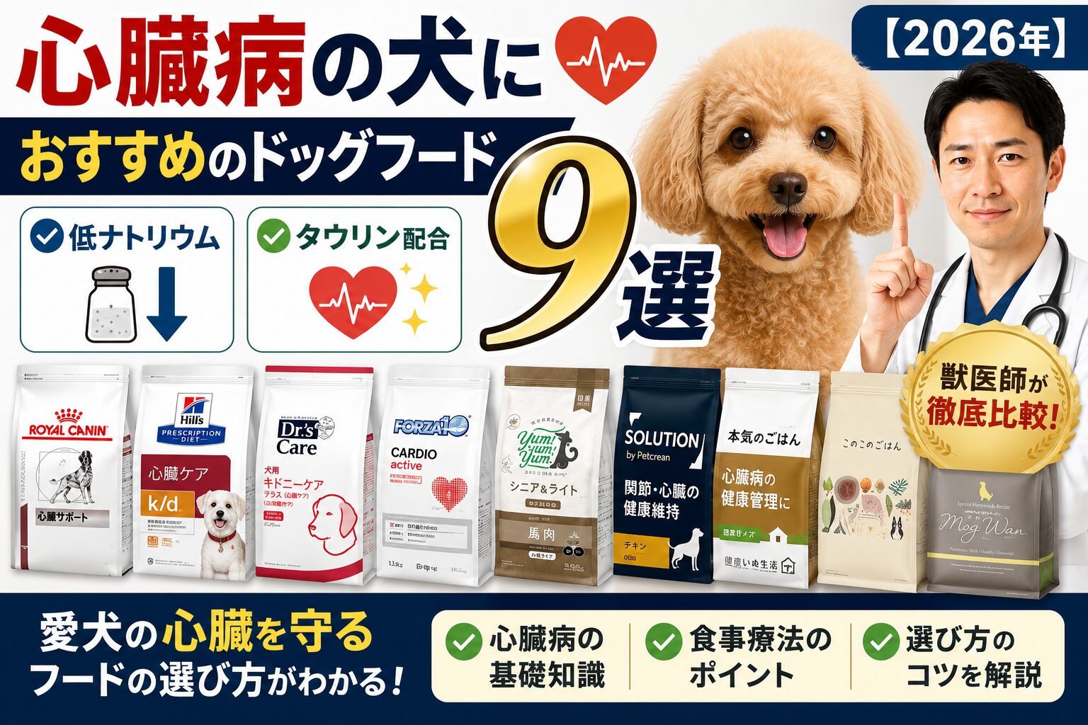 心臓病の犬におすすめのドッグフード8選｜低ナトリウム・タウリン配合を獣医師が比較【2026年】