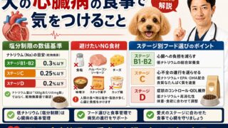 犬の心臓病の食事で気をつけること｜塩分制限の数値基準・NG食材・ステージ別フード選びを獣医師が解説